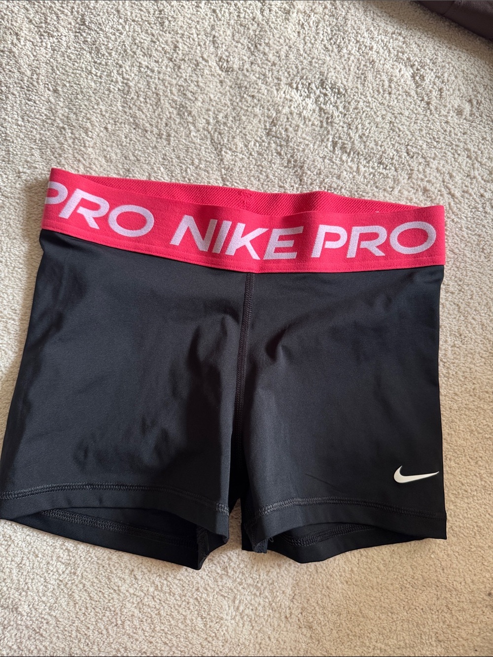 Nike Black Compression Shorts with Pink Waistband